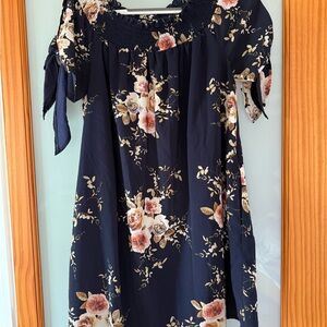 Mittoshop Navy Floral Mini Dress